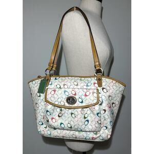 COACH Chelsea Leah Tote Zip Bag C1077-F15140 Multicolor Signature “C” Handbag